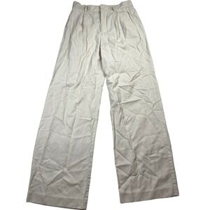 Madewell Pants Women's 00 Beige Lyocell Pleated Front Slash Pockets Wide Leg